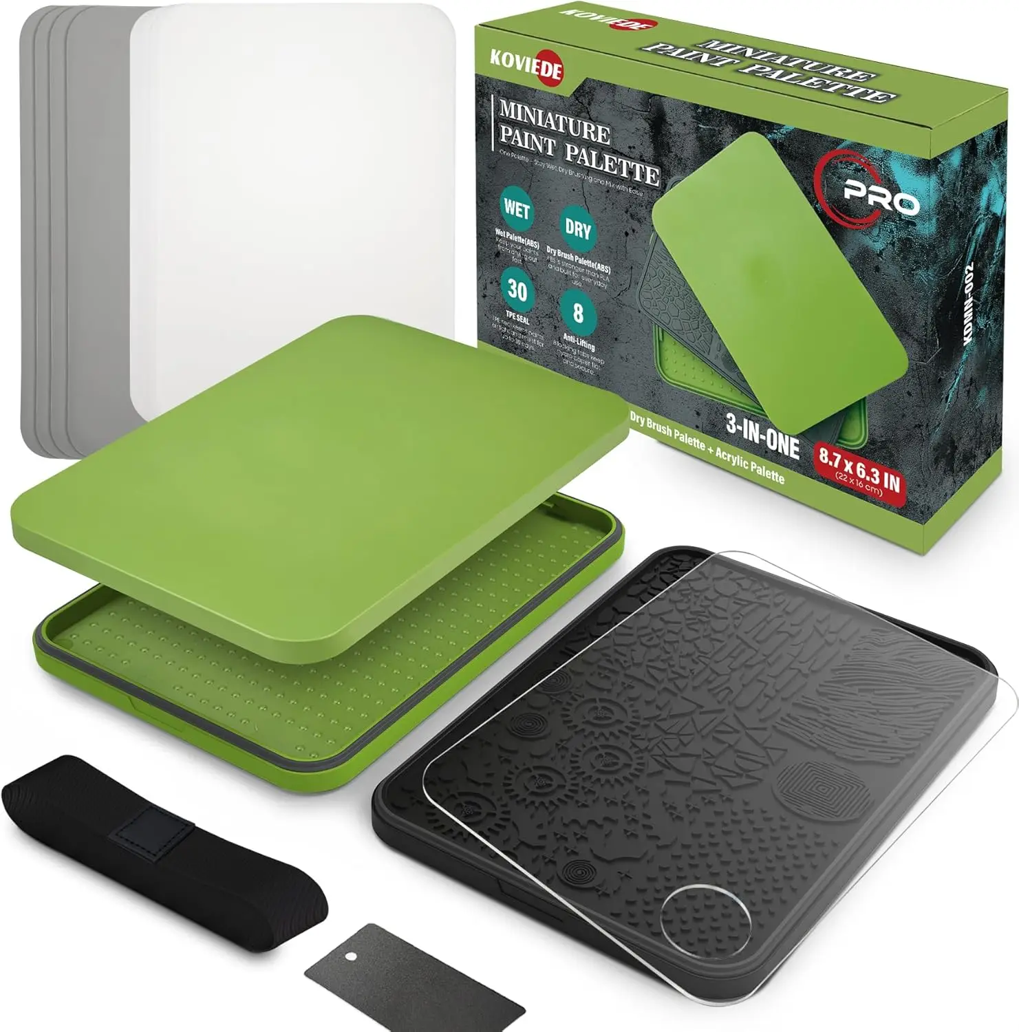 

Wet Palette, Dry Brush Palette and Acrylic Paint Palette, 3-in-1 Set for Miniature Painting and Acrylic Paints, 100PCS H