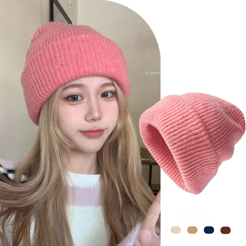 2023 Cashmere Lazy Woolen Hat Women\'s Winter Lightweight Woolen Knitted Hat For Girls With Soft, Warm And Casual Flanging Beanie