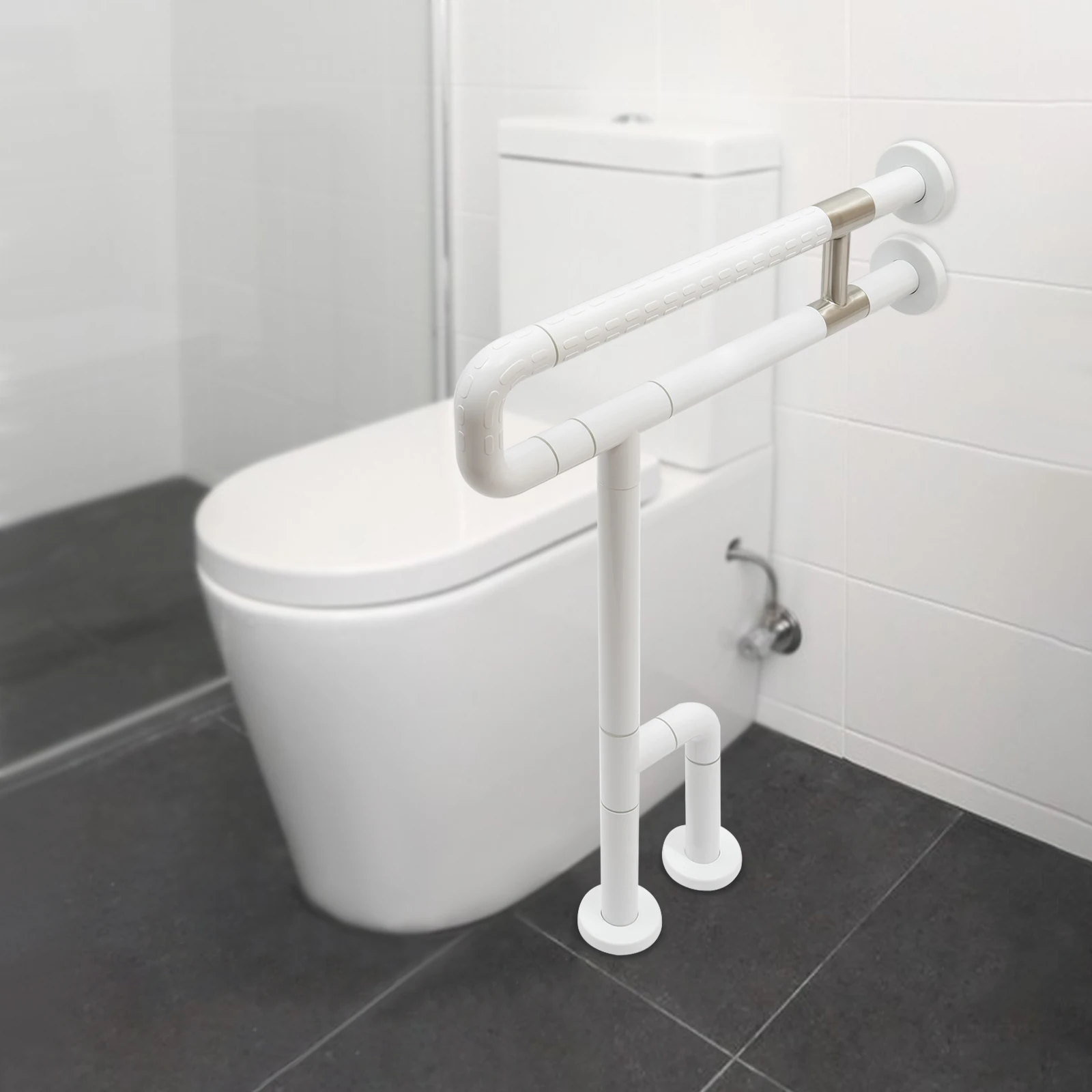 Barre d'appui pour toilettes à friction améliorée : fournit un support sécurisé pour les personnes âgées et les membres de la famille à mobilité limitée