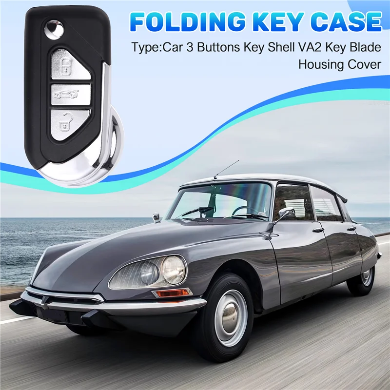 

Автомобильный 3-кнопочный ключ, складной пульт дистанционного управления, корпус автомобильного ключа для Citroen DS VA2, крышка корпуса с лезвием ключа
