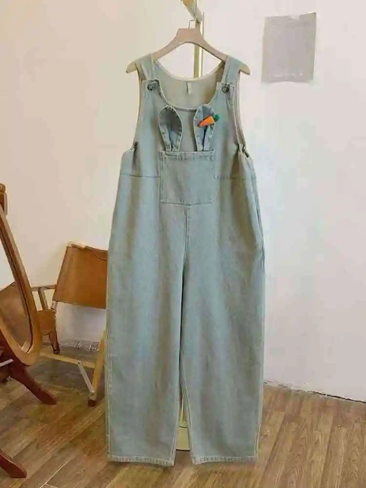 Preppy Style Loose Cute Women's Jeans All Match Casual Straight Leg Overalls Summer Solid Color High Waist Wideleg Pants