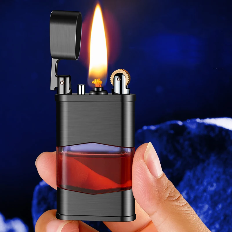 Flint Unusual Transparent Original Oil Gasoline Cigarette Grinding Wheel Kerosene Lighter Metal Windproof Lighter Petrol Lighter