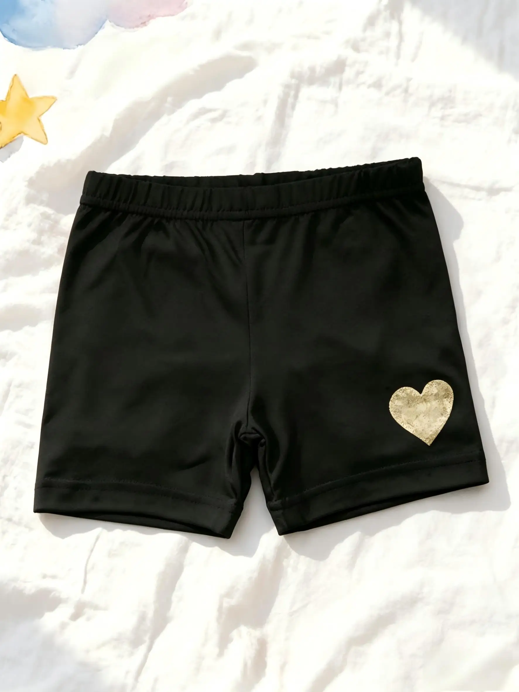 3 Stück Mädchen 2-11 Jahre Goldherz-Print Sicherheits-Fahrradshorts Polyester Spandex Elastisch Unterrock Atmungsaktiv Schul- und Alltagskleidung – Detail 5
