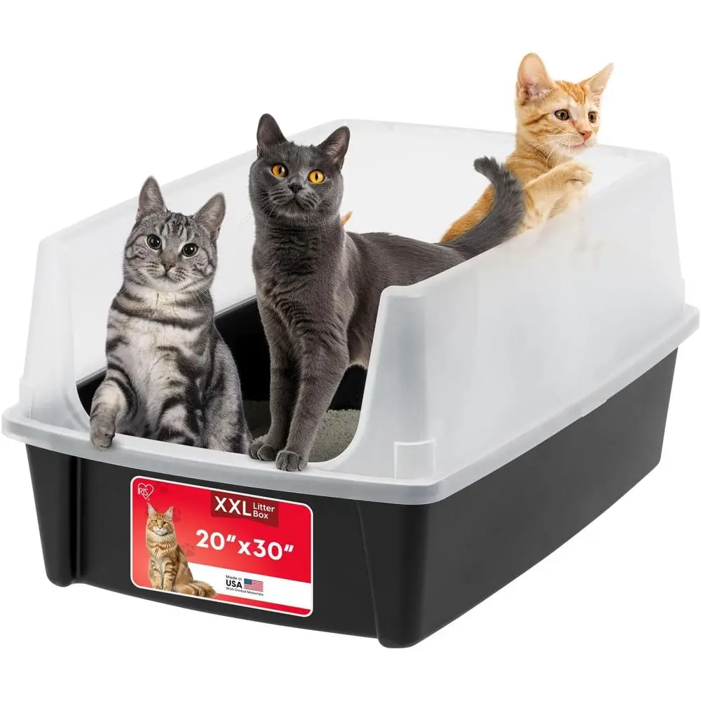 

XX-Large Cat Litter Box, Open Top Extra Large for Big Cats and Multi-Cat Households, High Sided Scatter Shield, Easy to Clean, 3