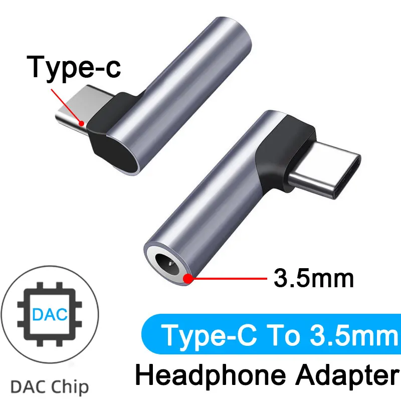 Type-C To 3.5mm Headphone Adapter Usb C Audio Earphone Adapter Right Angle HIFI Wired Headset Type C Converter