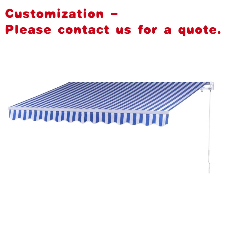 custom.E5 Type Manual Retractable Awning Shade Shelter Patio Deck Yard with and Easy Crank Opening, Red
