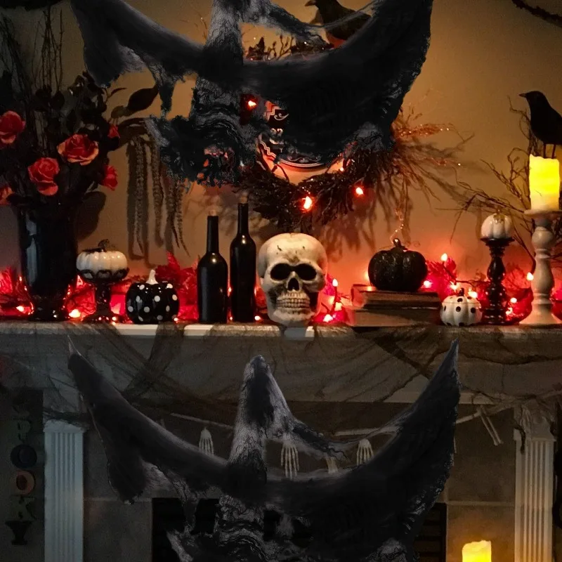 Halloween künstliches dehnbares Spinnennetz mit Spinnen Dekoration für Gothic Geisterhaus Party Horror gruselige Requisiten Accessoires realistisch langlebig perfekt für Innen Außen Halloween Partys und schaurige Dekor – Detail 23