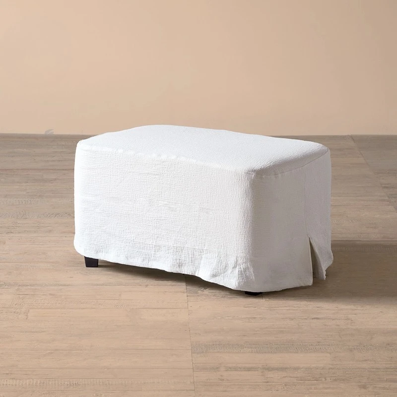 

Nordic retro washed cotton and linen fabric sofa pedal, wabi sanfeng B & B removable and washable linen stool