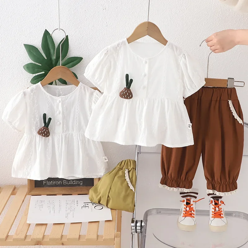 

New Summer Baby Clothes Suit Children Girls Cute Short Sleeved T-Shirt Shorts 2Pcs/Sets Toddler Fashion Clothing Kids Tracksuits