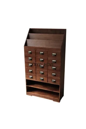 Solid Wood Magazine Multi-Drawer Storage Cabinet American Retro Storage Cabinet Living Room Side Storage Cabinet furniture