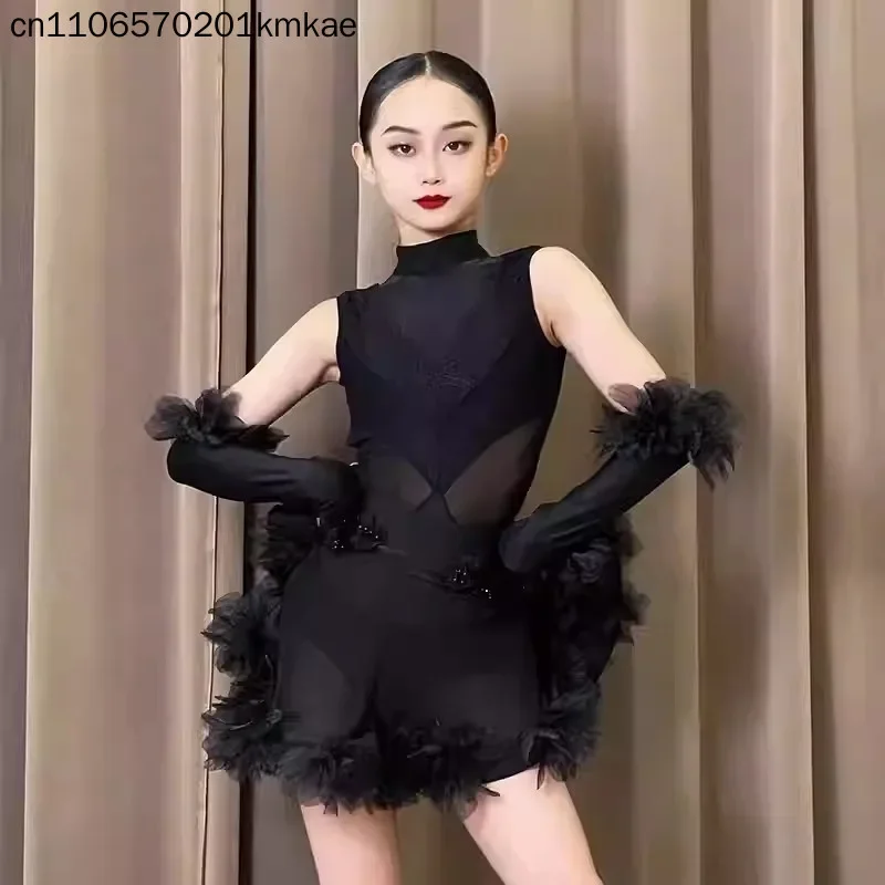 Girls' Advanced Latin Dance Dress Set 2026 New Style Autumn Winter Practice Performance Outfit 120-160cm