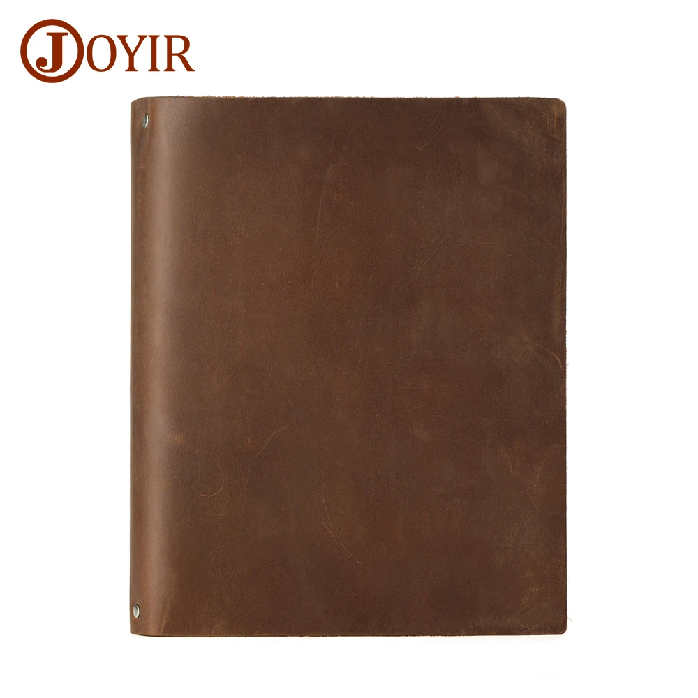 JOYIR Genuine Leather Handmade A4 Size Ring Planner Vintage Unisex Notebook With 4 Ring Binder Sketchbook Office Notepad