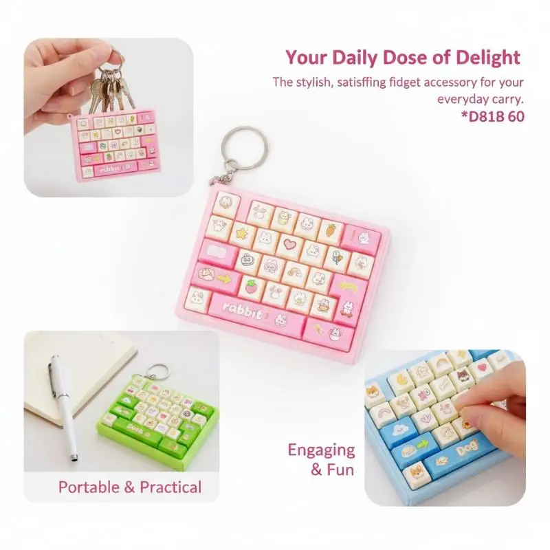 26 Grid Stress Relief Keyboard Keycap Keychain: Bags Backpacks Cars Teens Adults Couples Students Fun Gifts