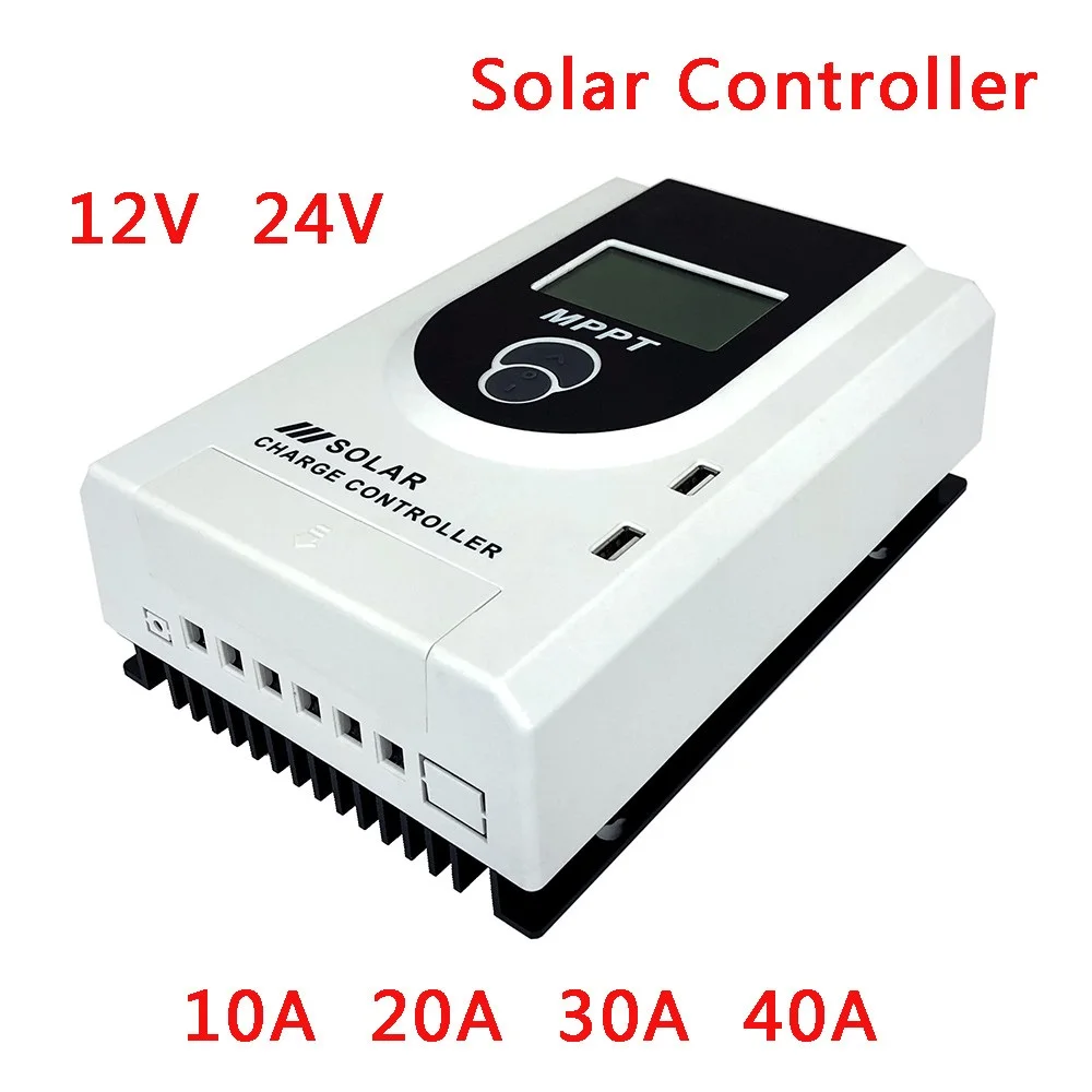 Solar Panel MPPT Controller 12V 24V Solar Power PWM Charger Tracer 10A 20A 30A 40A Auto Identify High Efficiency Regulator