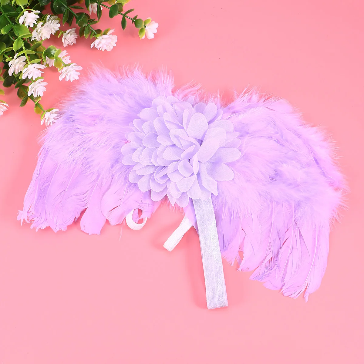 

Dog Cat Costume Angel Wings Pet Wing Supplies Flower Headdress For Small Pet Party Show Walking Purple