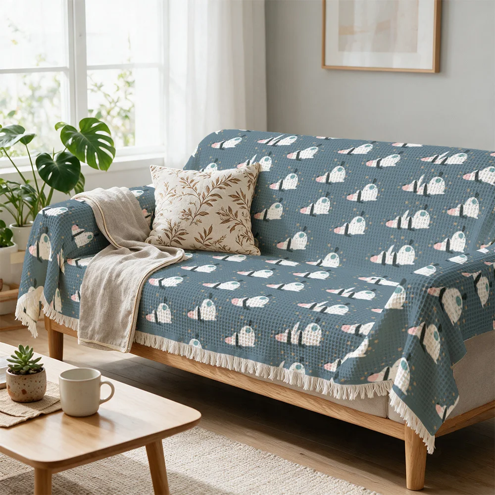 Cozy Coastal Throw Blanket for Sofa Couch Decor Nautical Pattern Knit Throw Wrap Summer Living Room Accent Throw Perfect Gift Se