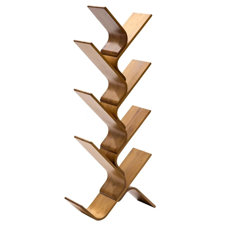 

Filing Curved Bookshelf Wooden Decor Corner Industrial Bookshelf Minimalist Bedroom Furniture Livingroom