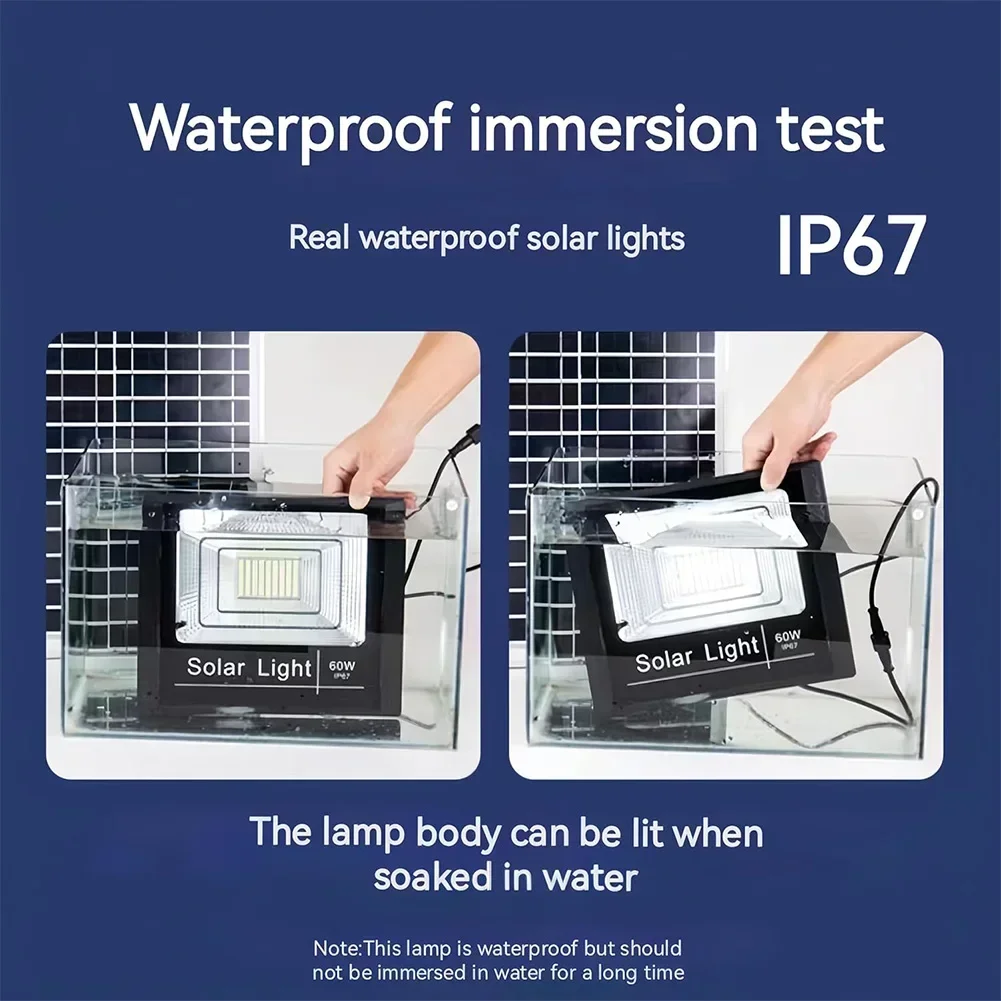 Luces de inundación solares de 30-500W con Control remoto para exteriores IP67, foco impermeable con energía Solar, lámparas de pared reflectoras solares