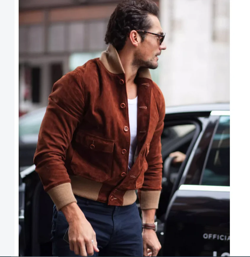 

Autumn and winter pilot jacket men's casual suede short jacket