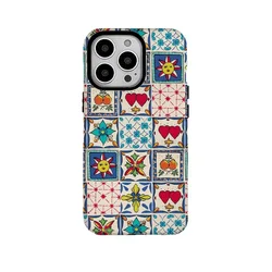 Ins Korean Colorful Ethnic Style Case for IPHONE 16 Pro Max 15 14 13 12 11 PRO Plus Acrylic TPU Two in One Magnetic Phone Cases