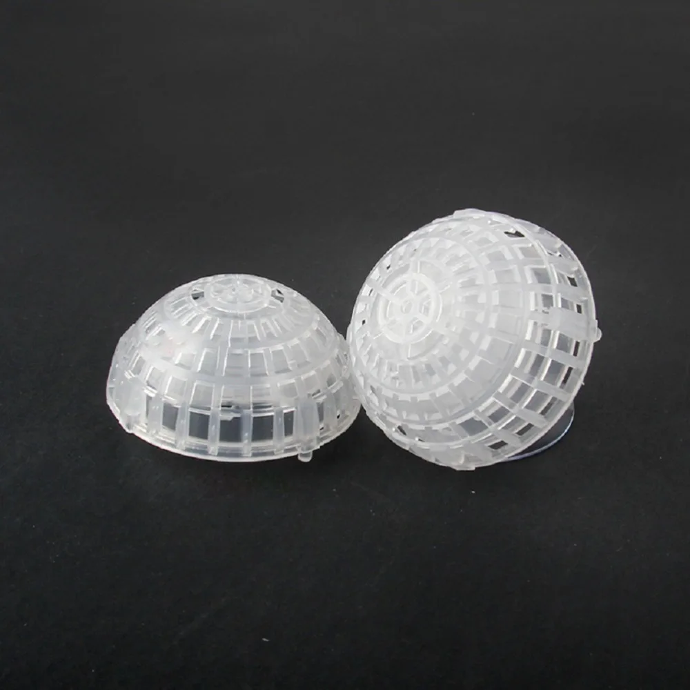 2pcs Transparent Moss Mesh Holder Detachable Hollow Inner Space Aquarium Plant Holder Uniform Grid Openings Grid Mesh Shell