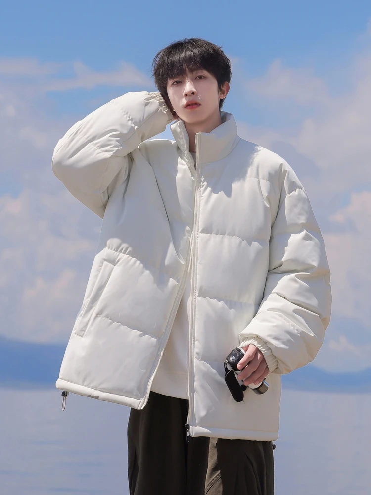 Bla الوقوف طوق أسفل القطن Jaet للمراهقين ثي الدافئة فضفاضة الشباب Faion Urban Sle طويل Sve سستة إغلاق C... #4