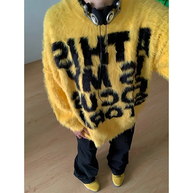 Pakaian Populer Korea, Pakaian Pria, Subkultur Y2K, Sweter Pakaian Pria, Pakaian Jalanan Pria Ke Pria, Atasan Pola Huruf Baru 2025