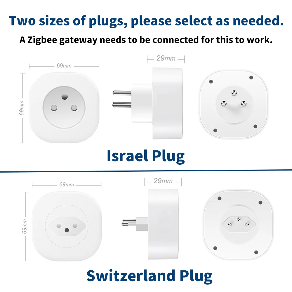 BORUIDAPLS Switzerland Israel plug Tuya smart plug ZigBee timed voice Google Home Alexa power monitoring 16A multiple PCS socket