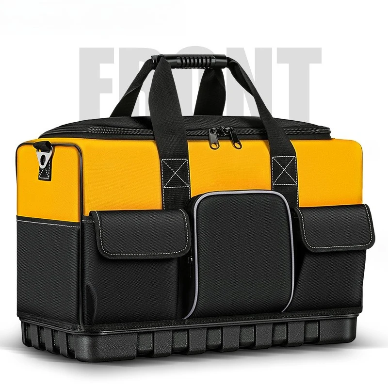 WH176 Durable Plastic Bottom Square Carrying Tool Bag Thickened Zipper Closure Hardware Tool Bag 46-24-32cm
