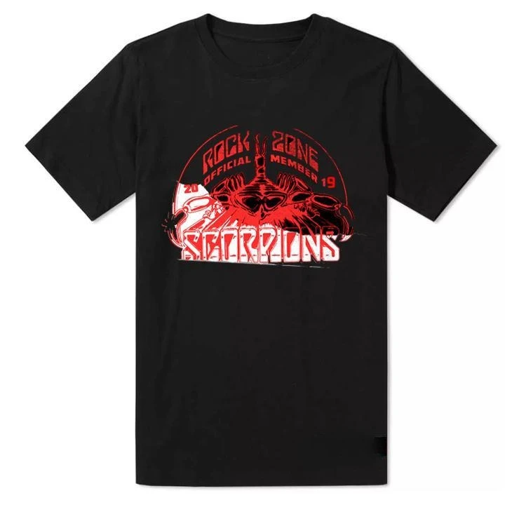 Summer Scorpions Rock Band Punk-themed Short-sleeved Cotton T-shirt with Round Neck