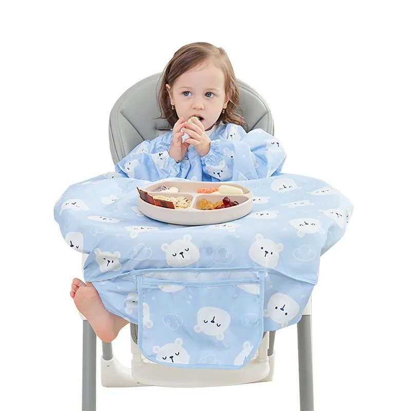 Child Food Bib Dining Chair Cover Coverall Baby Feeding Bib Kiddie Drawing Bib Waterproof Unisex Apron Bib for Boy Girl