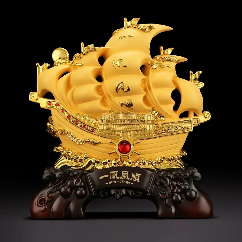 Plain sailing Electric plating giod ship crafts furnishing articles Prosperous home decoration Corporate office mascot  statue