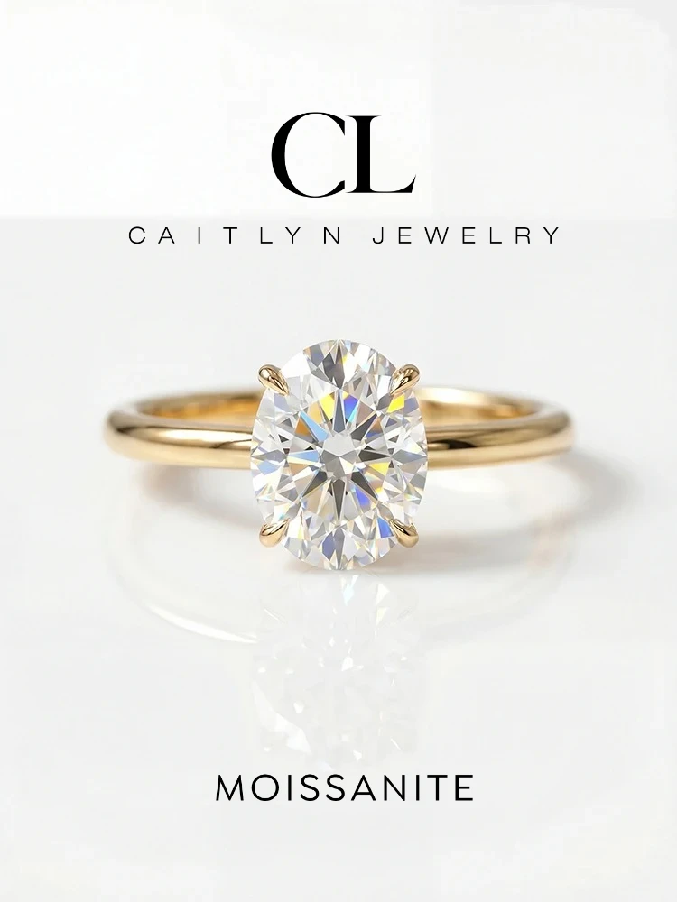 

925 Sterling Silver 1-2 Carat Brilliant Glamorous Oval Moissanite Diamond Engagement Wedding Rings for Women Fine Jewelry