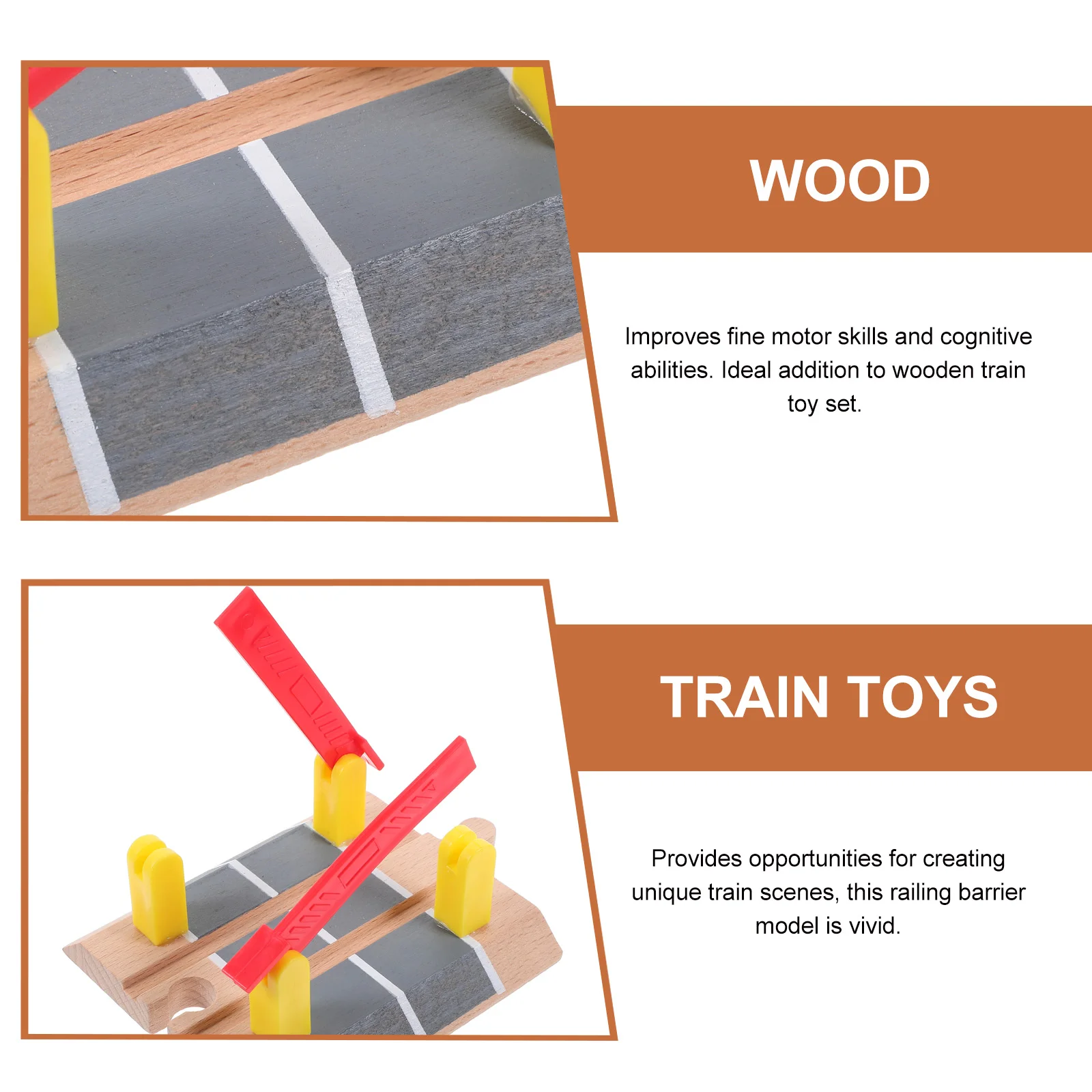 อุปกรณ์เสริมรางรถไฟตกแต่งแผนที่บล็อกเล่น Barricade ของเล่นจําลองราว Barrier รุ่นไม้สําหรับของเล่น