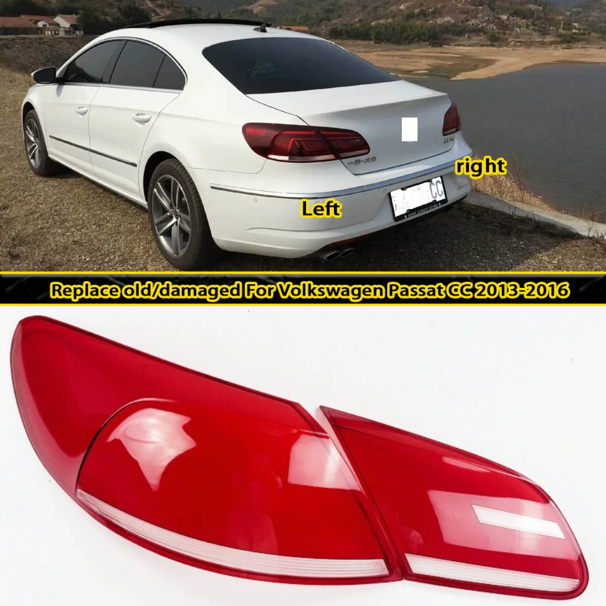 

For Volkswagen Passat CC 2013-2016 Automobile Reverse Turn Signal Light Outer Cover Rear Combination Lamp Shell Replace original