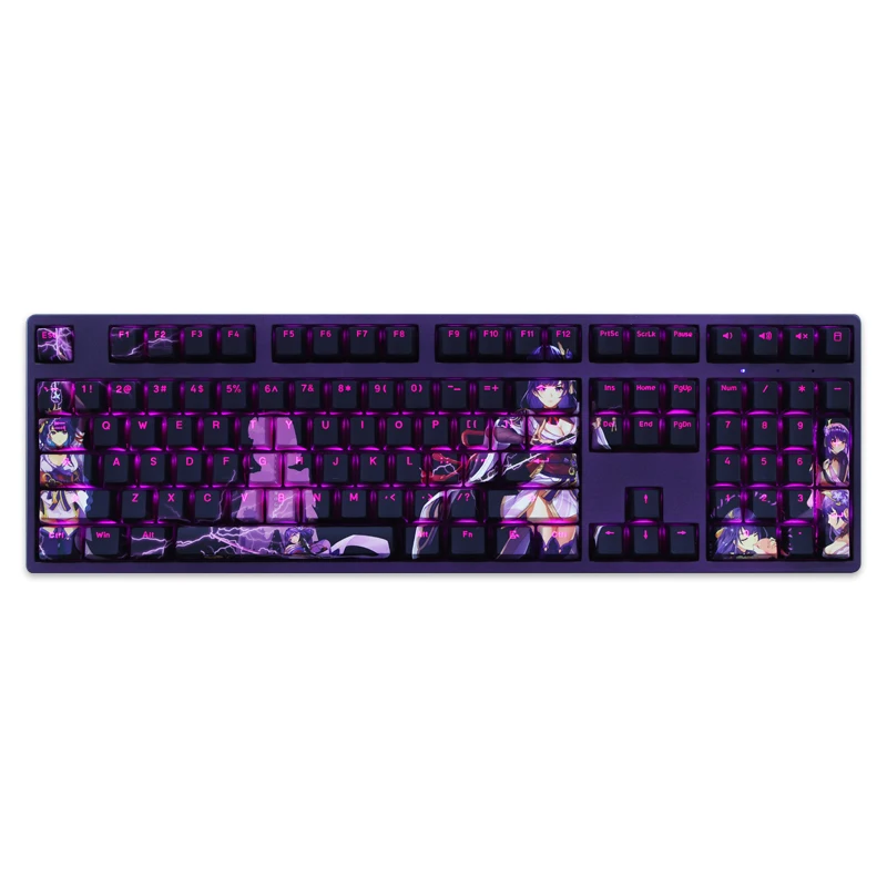 108 Keys/Set Genshin Impact Raiden Shogun Anime Custom Cute Sexy Girl PBT Backlit Keycap for Mechanical Keyboard Mx Cherry DIY