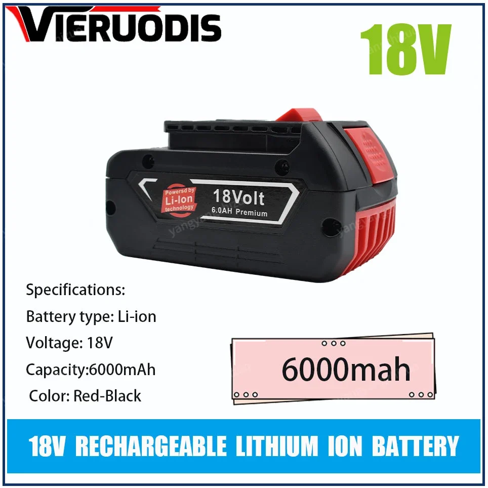 

For Bosch 18V 6.0AH Professional Lithium Battery Rechargeable Power Tool Battery for Bosch BAT609 BAT609G BAT618 BAT618G