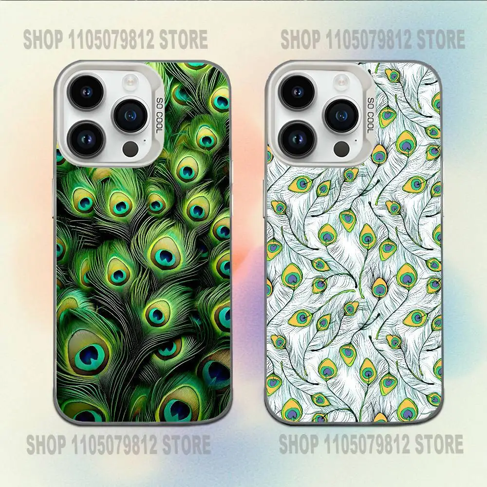 

Elegant Peacock Pattern Luxury Phone Case For iPhone 16,15,14,13,12,11,Mini,Pro,E,MAX White Candy Matte Shockproof Cover