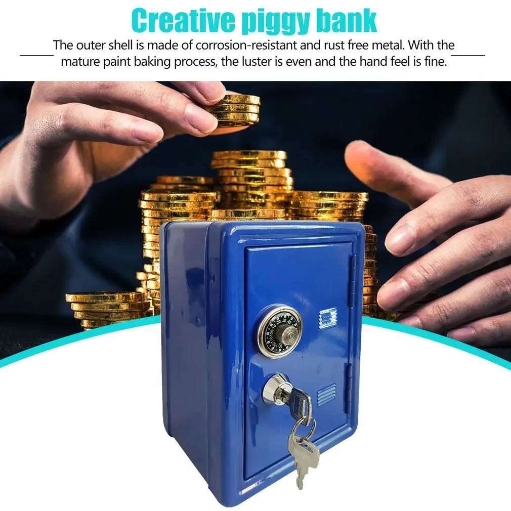 Household Insurance Box Mini Metal Safe Creative Piggy Bank Key Insurance Cabinet Desktop Decoration