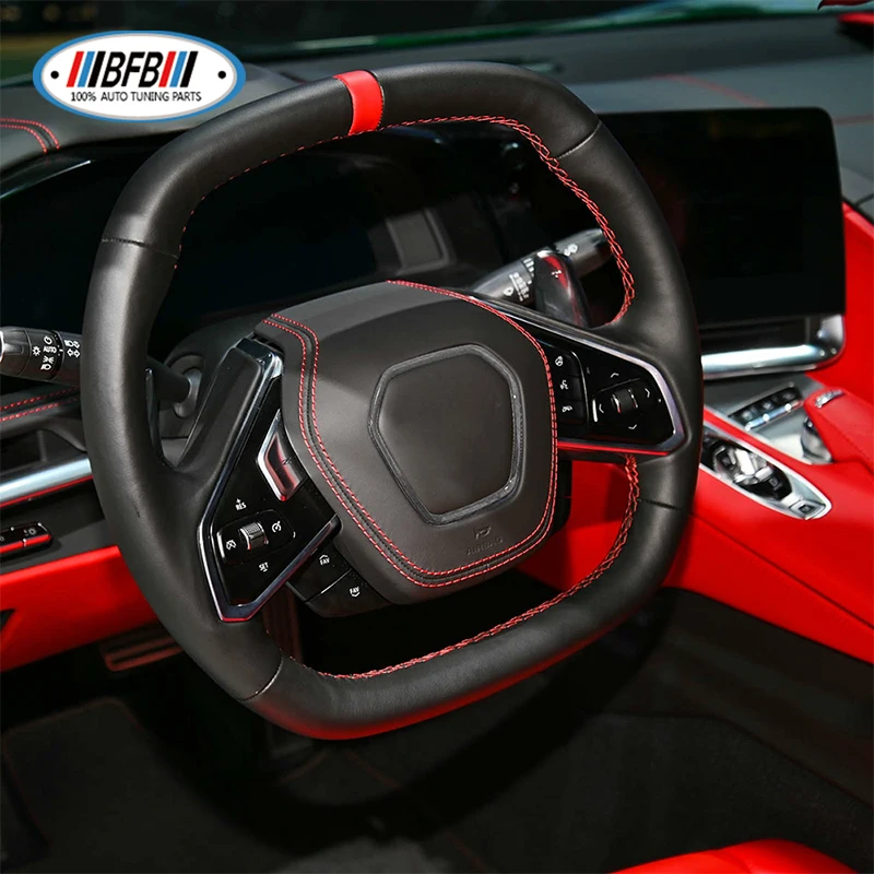 

Real Dry Carbon Steering Wheel Ring Cover Interior Trim for Chevrolet Corvette C8 2020-2023