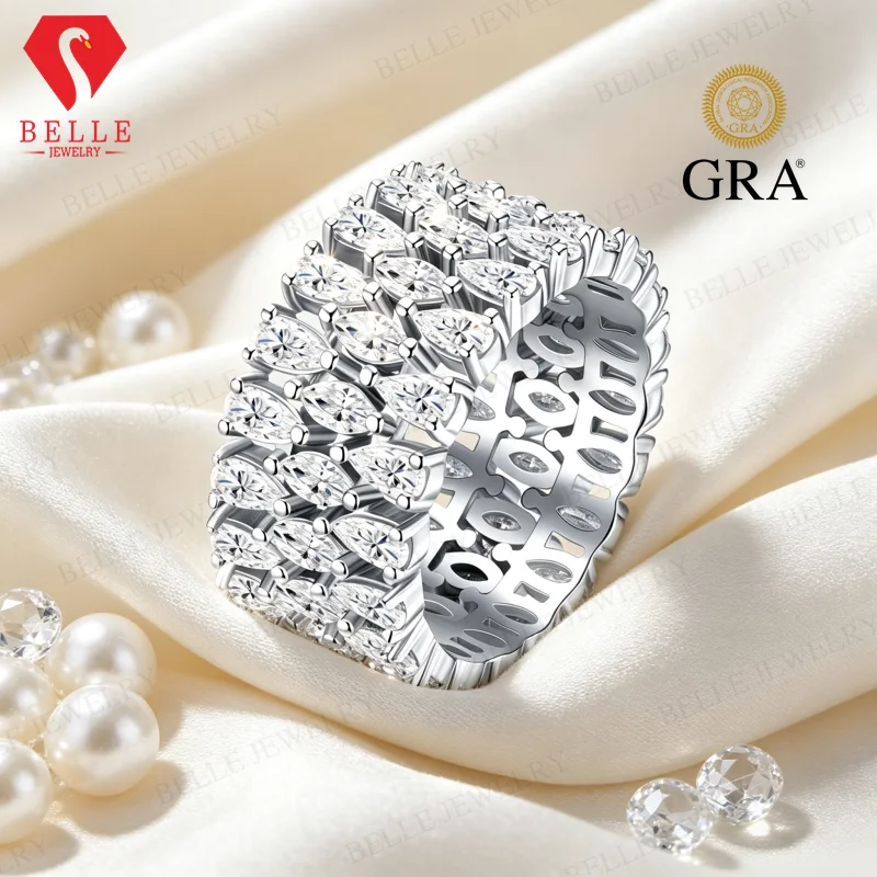 Moissanite Ring Pear/Marquise D Color GRA Certified 925 Sterling Silver Factory Direct Versatile Office Wear Women Fine Jewelry