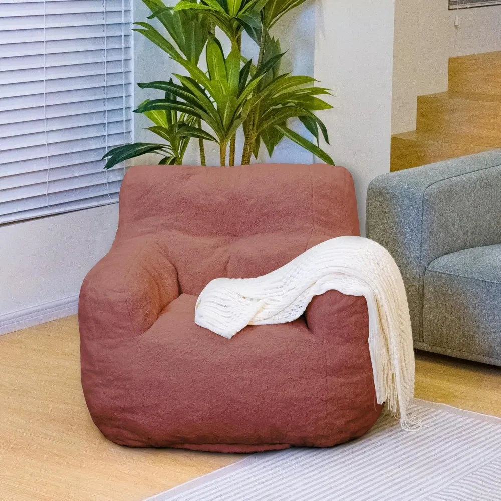 Bean Bag Chairs with Tufted Soft Stuffed with Filler, Fluffy Sherpa and Lazy Sofa, Comfy Cozy BeanBag Chair with Memory