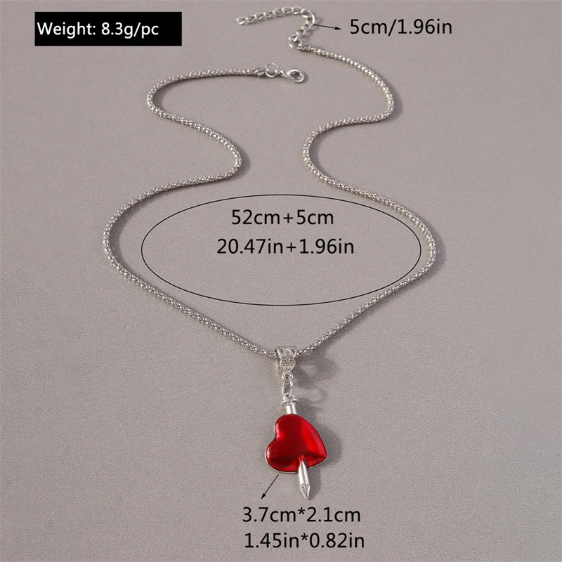 Modische Halskette mit Herzanhänger aus Legierung für Frauen und Mädchen, Party- und Festivalschmuck, Geschenke – Detail 8
