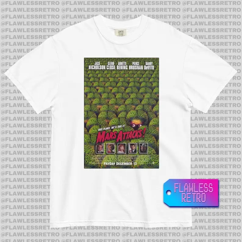 MARS ATTACKS Retro Movie Poster T shirt Vintage Tees Retro Vintage Vintage Movie Poster T Shirt Retro Movie Poster