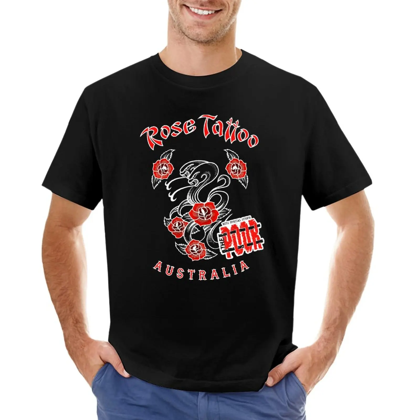 Art 04 Rose Tattoo australia tour 2021 T-Shirt Blouse korean fashion kawaii clothes black t-shirts for men