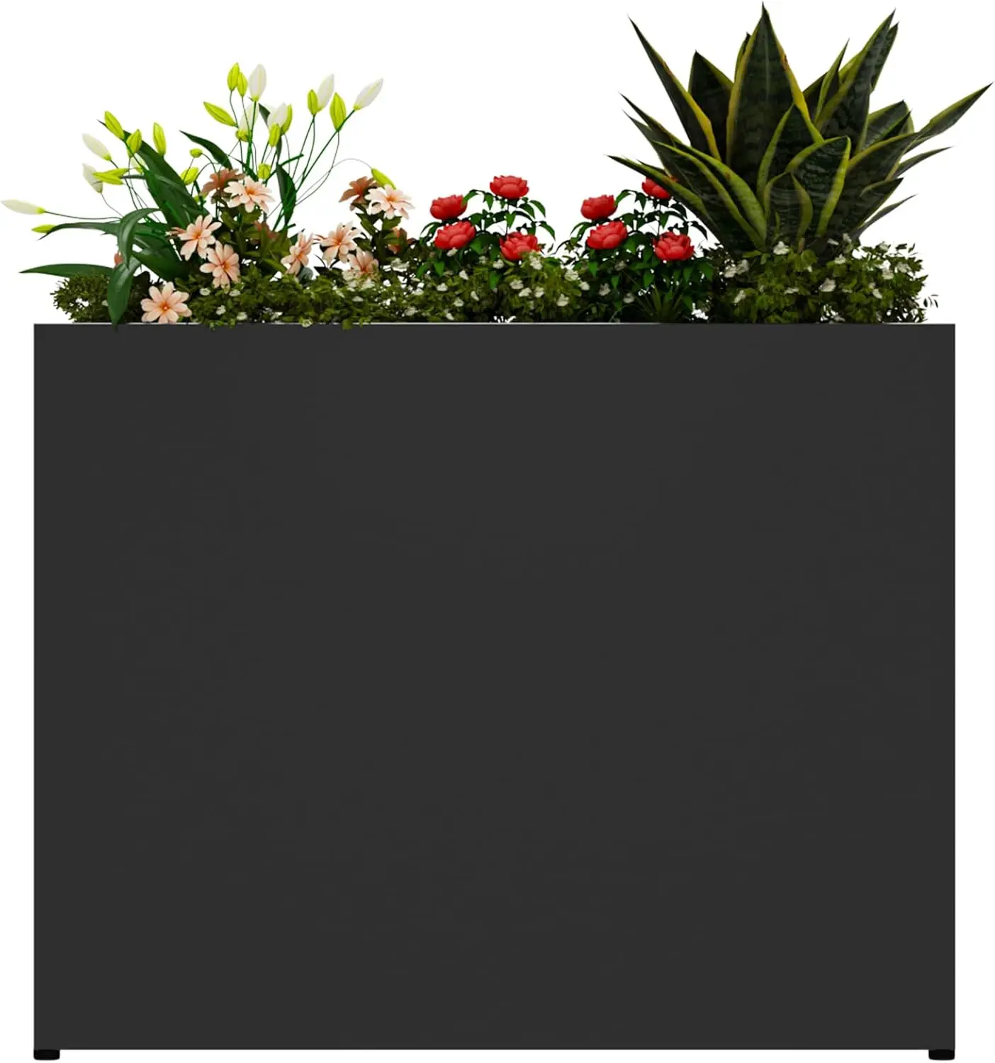 

38" L x 10" W x 30" H Black Planter Box - Thickened Galvanized Steel with Weather-Resistant Coating, Heavy-Duty Raised Garden Be