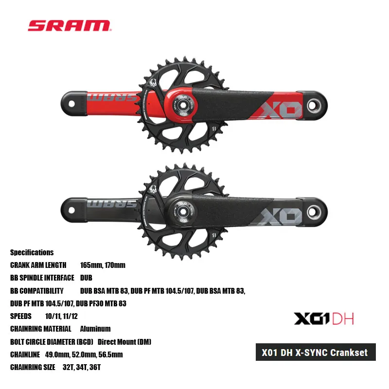 SRAM GX DH SRVES X01 CranksetGX DH X-ACTUATION TRIGGER SHIFTER GX DH 1X X-HORIZON™ REAR DERAILLEUR PG-720 CASSETTE PC-1110 CHAIN