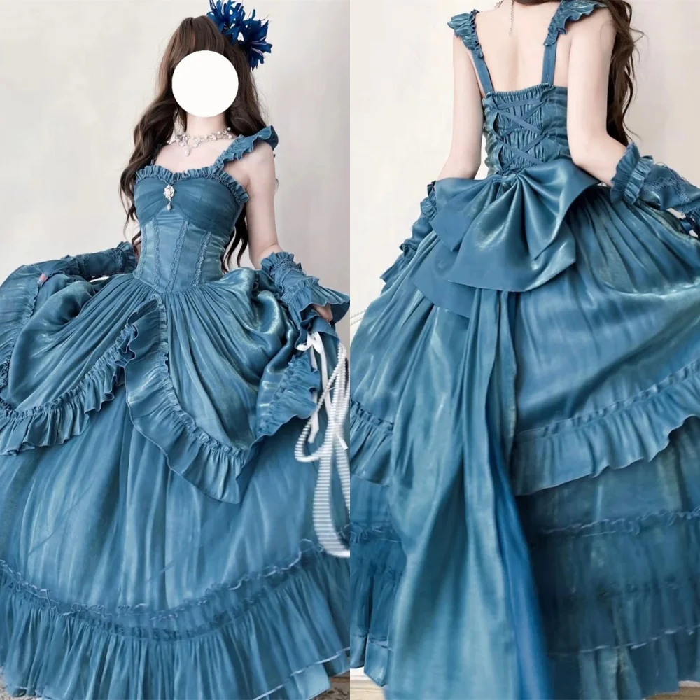 

Customized Exquisite Blue Tulle Evening Dress Elegant Strapless Sleeveless Homecoming Dresses High Quality Vestido De Festa