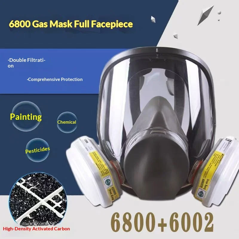 Activated Carbon 6800 Gas Mask Silicone Full Face Spray Paint Chemical Fire Fighting Pesticide Military Industry Formalde