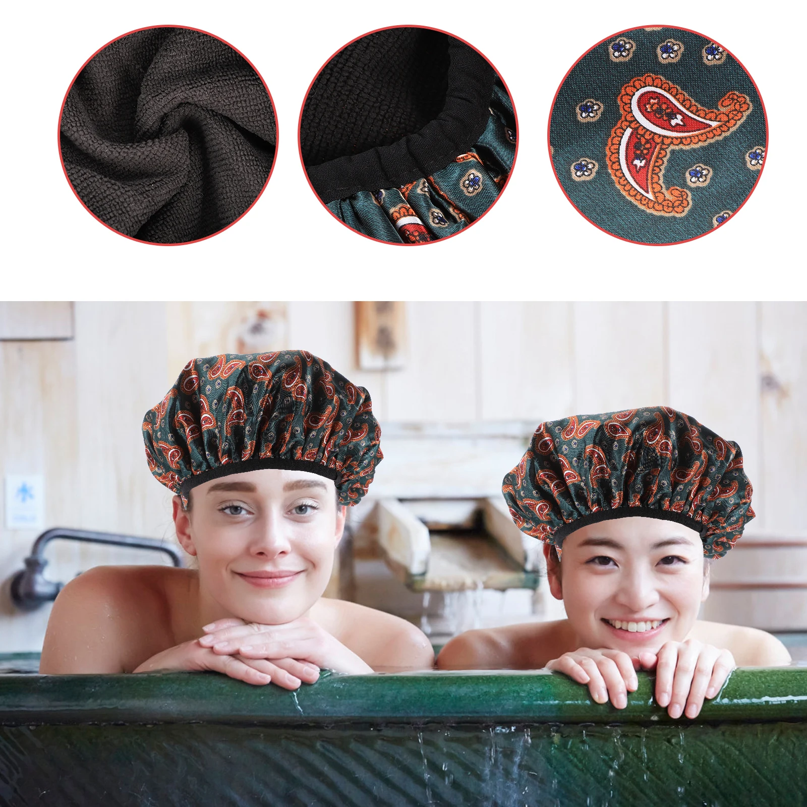 

Waterproof Bathing Cap Elastic Shower Hat Breathable Water Absorbing Hair Bonnet for Women Home Spa Travel Use